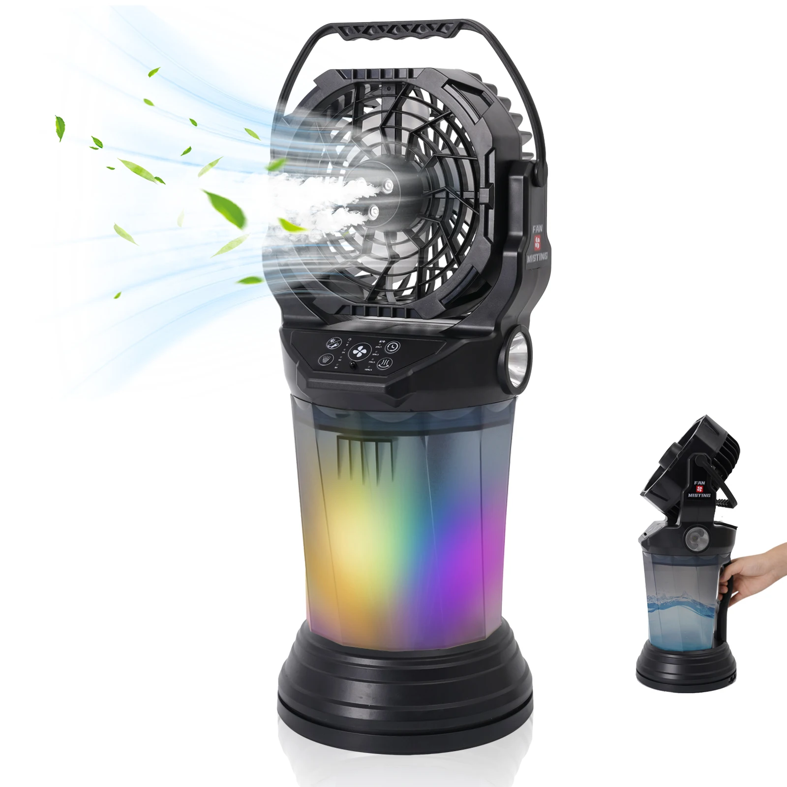 Ventilateur brumisateur portable à 4 vitesses avec oscillation à 180° – Image 4