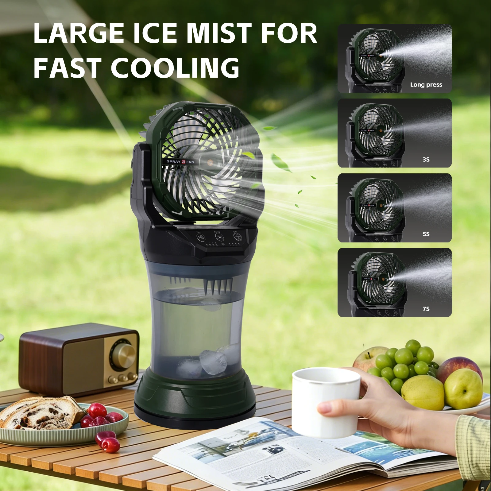 Ventilateur brumisateur portable – Vert foncé – Image 2