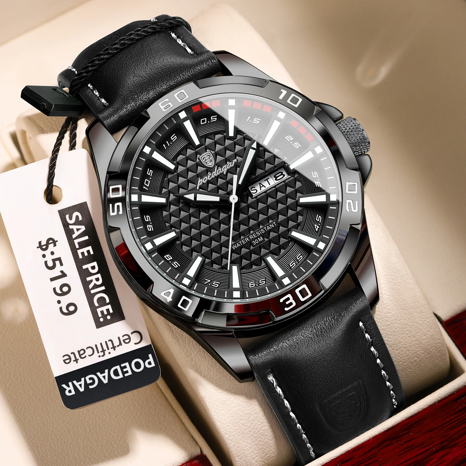 Montre-bracelet pour homme POEDAGAR – Image 6
