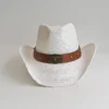 Chapeau de cowboy en paille blanche