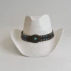 Chapeau de cowboy en paille blanche