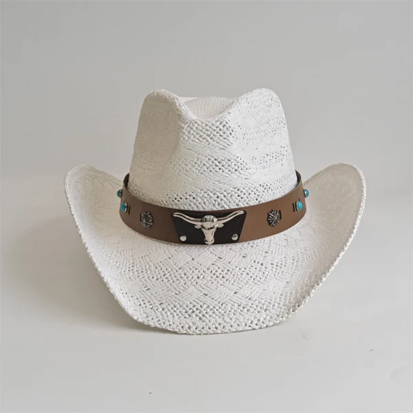 Chapeau de cowboy en paille blanche