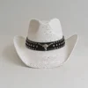 Chapeau de cowboy en paille blanche