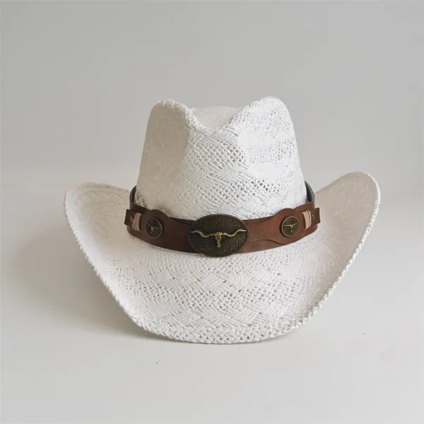 Chapeau de cowboy en paille blanche
