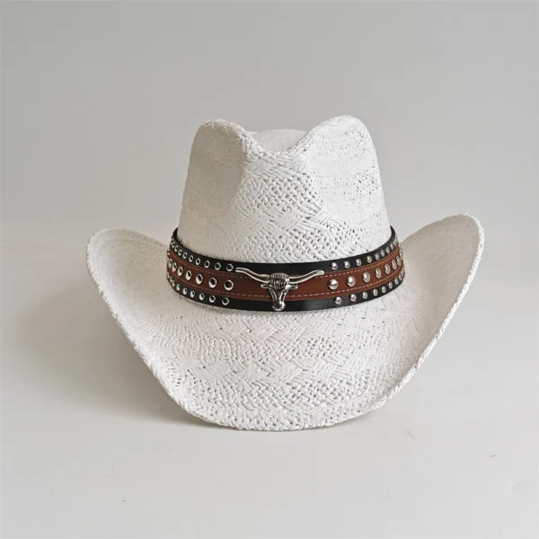 Chapeau de cowboy en paille blanche
