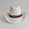 Chapeau de cowboy en paille blanche