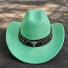 Chapeau de style western en cuir suédé, type fedora
