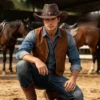 Chapeau de cowboy style western vintage en similicuir