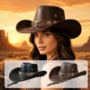 Chapeau de cowboy style western vintage en similicuir