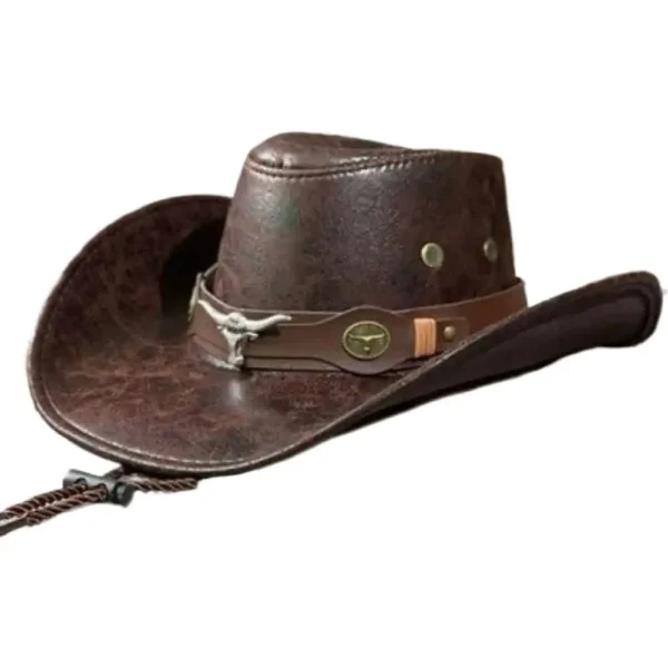 Chapeau de cowboy style western vintage en similicuir