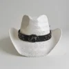 Chapeau de cowboy en paille pour hommes et femmes