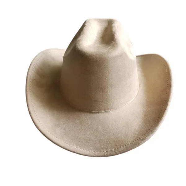 Chapeau Fedora western en cuir suédé avec ceinture