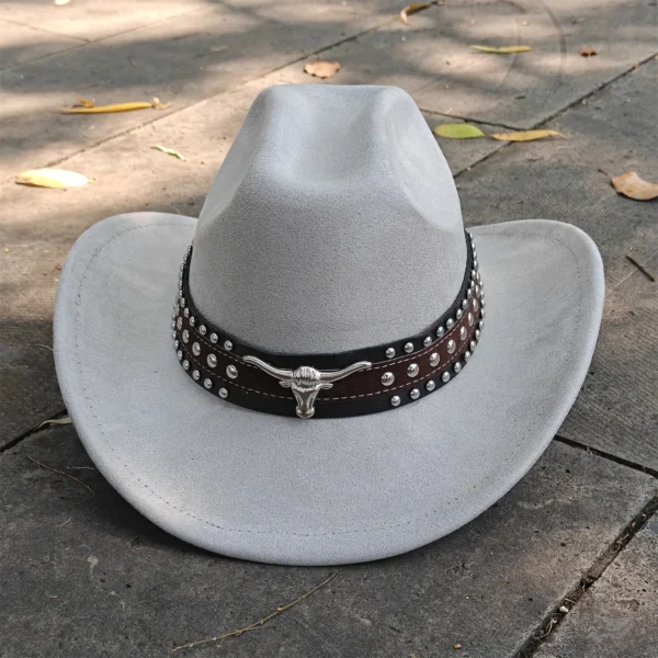 Chapeau de style western en cuir suédé, type fedora