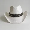 Chapeau de cowboy en paille pour hommes et femmes