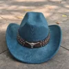 Chapeau de style western en cuir suédé, type fedora